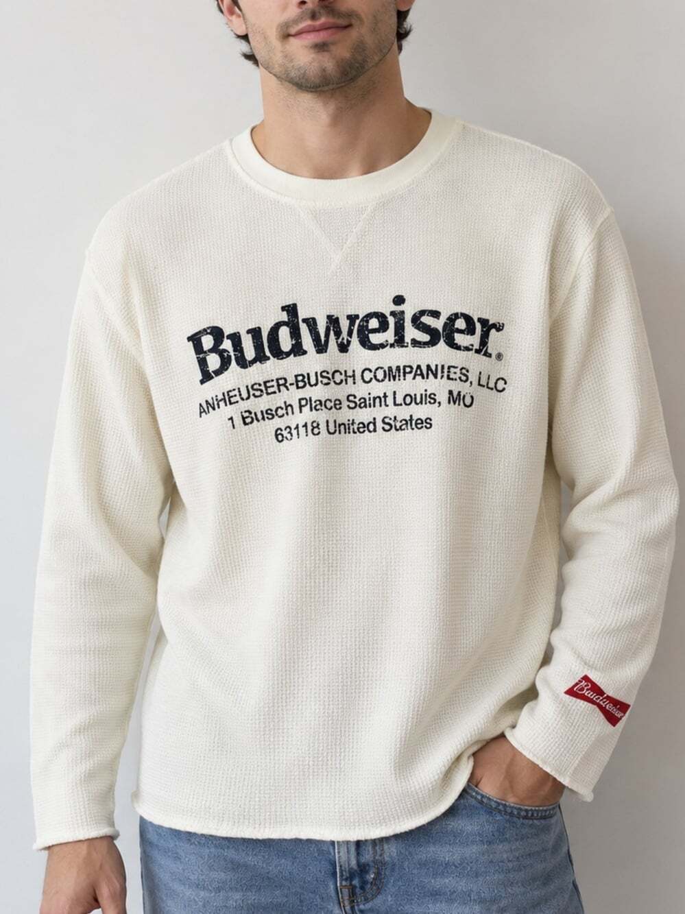 Budweiser x PacSun Waffle Knit Thermal Long Sleeve Oversized Large Collectible